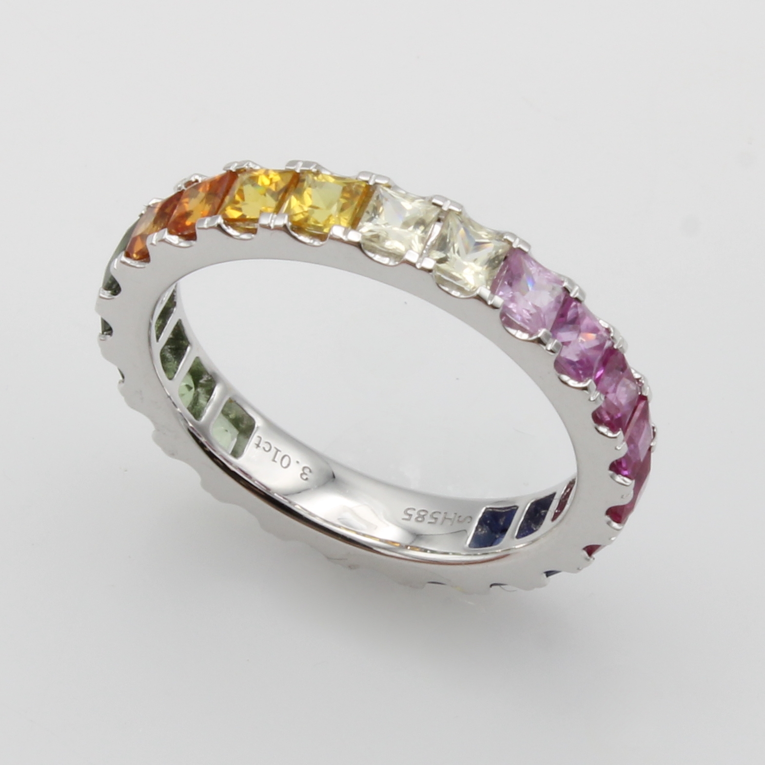 Image 27036663 - Ring ´Rainbow´ mit Saphiren, WG 585/000, 23 23 bunte Saphire in versch. Farbnuancen ...