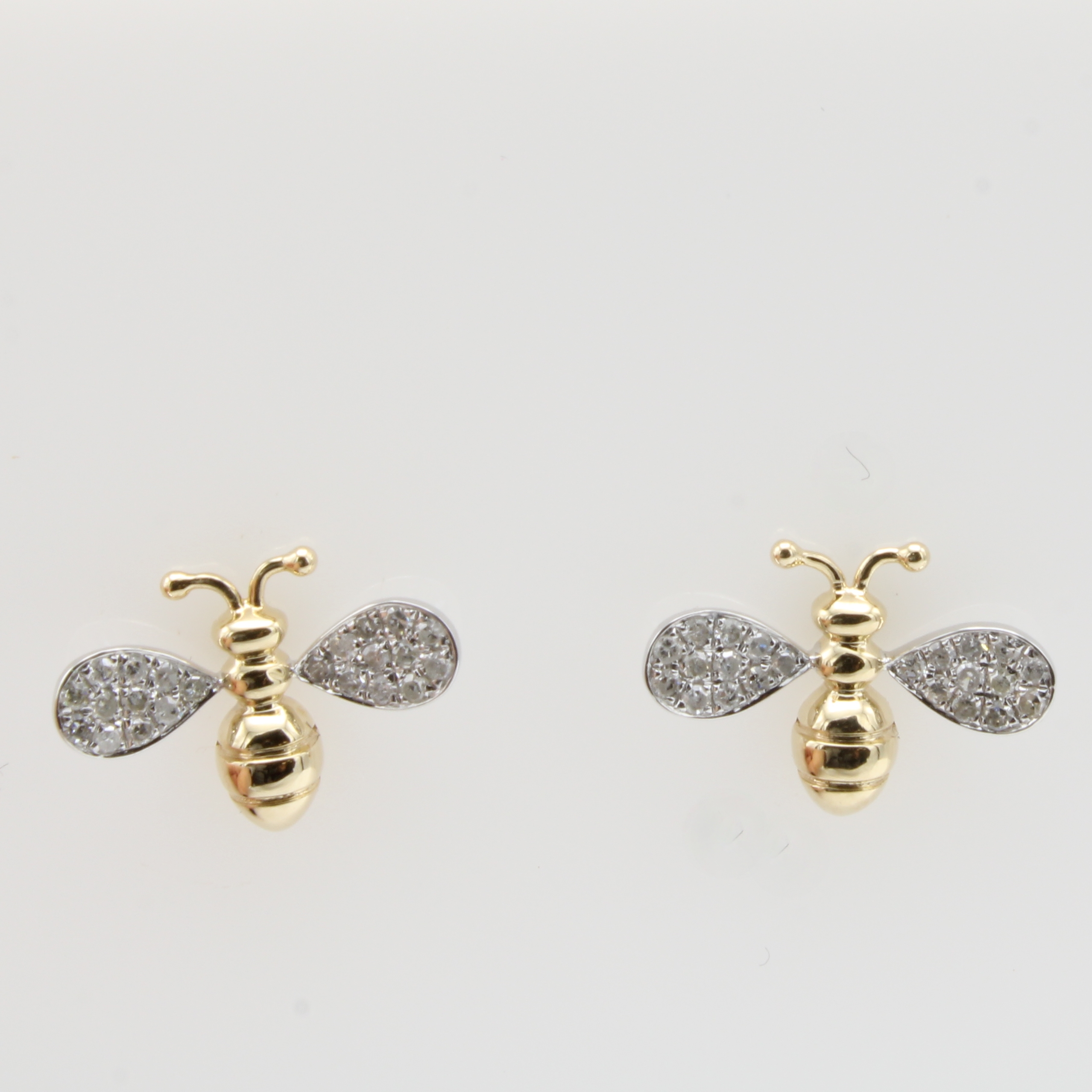 Image 27036666 - Paar Ohrstecker ´Biene´, GG 585/000, 44 Brill. zus. ca. 0.19 ct Weiß/si-p Schätzpreis: ...