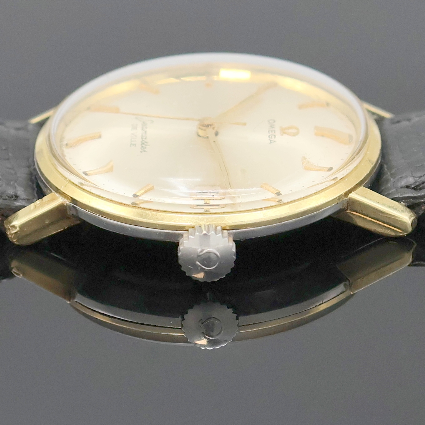 Detail c: OMEGA Seamaster De Ville Herrenarmbanduhr in Stahl mit Goldhaube Referenz 14920 62 SC, Schweiz um 1964, Handaufzug, Monocoque-Geh., Boden m. ...