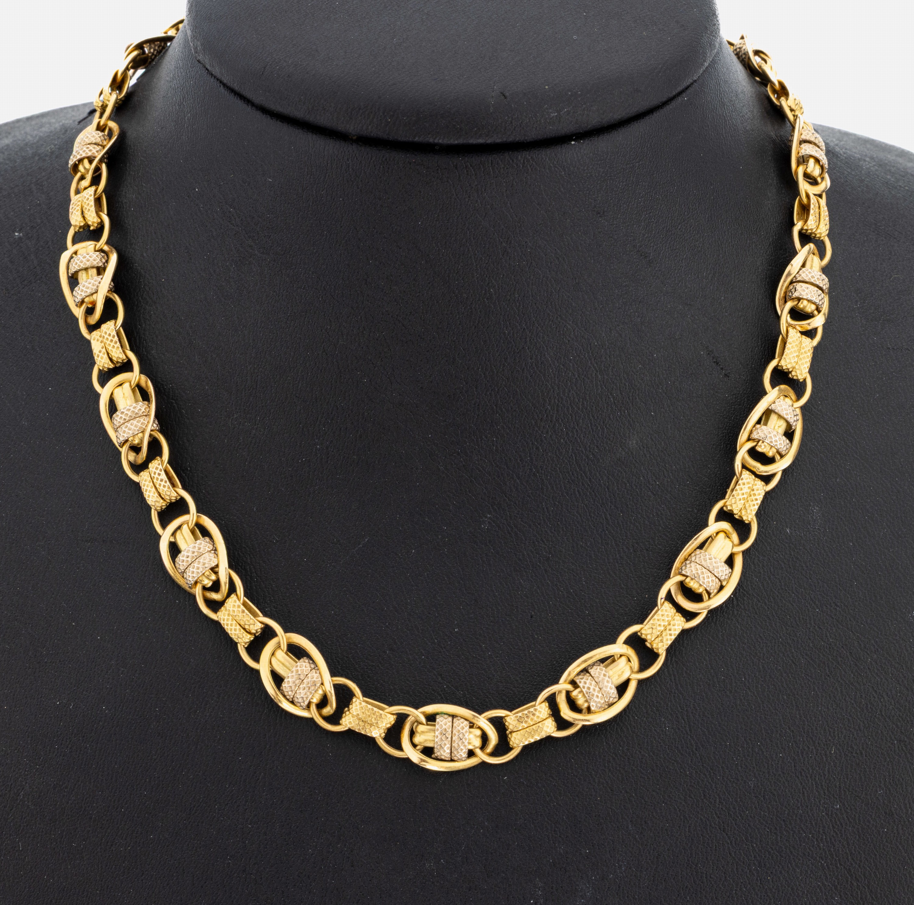 Image 27036685 - 18 kt Gold Collier, GG 750/000, Glieder teilw. strukt., L. ca. 46 cm, gr. ...