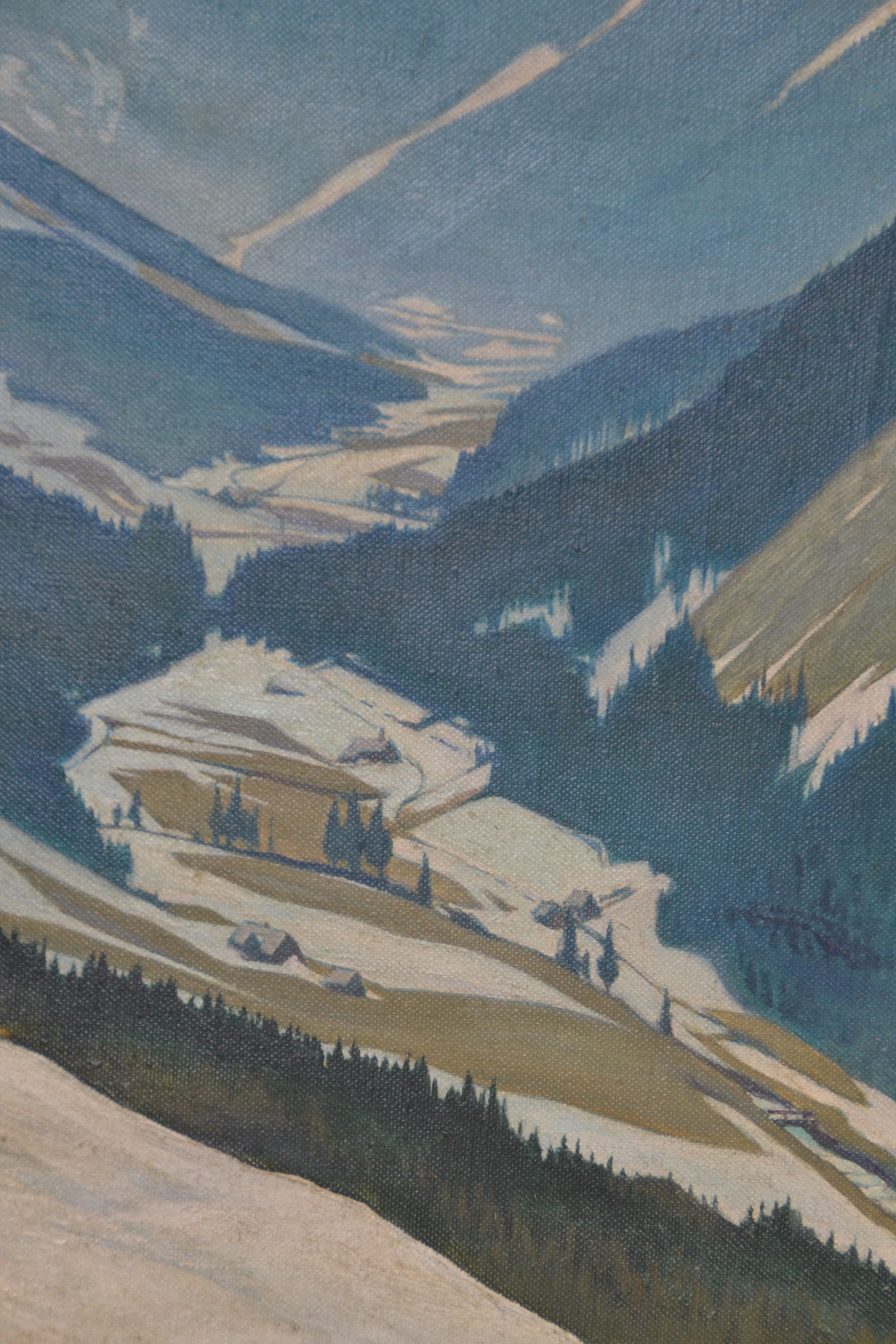 Detail c: Friedrich Iwan, 1889 Landeshut in Niederschlesien- 1967 Wangen im Allgäu, Verschneite Winterlandschaft im Riesengebirge mit Schneekoppe, Öl/Lwd, ...