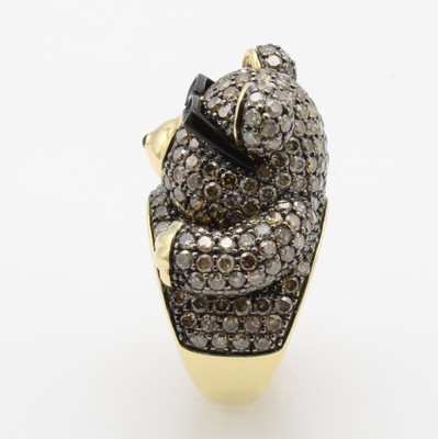 27036634b - Ring ´Bär´ mit Turmalinen und Diamanten, GG 750/000, 2 Turmaline zus. ca. 0.16 ct, 250 ...