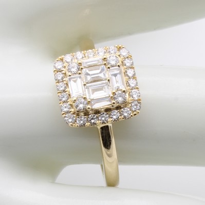 27036657a - Ring mit Diamanten und Brillanten, GG 585/ 000, Diam. in versch. Schliffformen u. Brill. ...