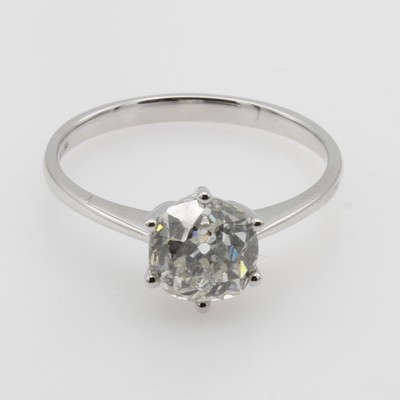 27036660a - Ring mit Brillantsolitär, WG 750/000, Brill.ca. 1.59 ct feines Weiß/p2 in ...