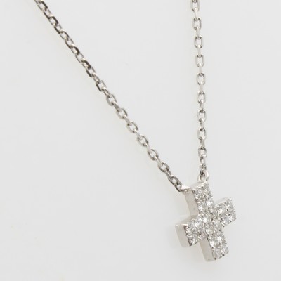 27036664a - Collier ´Kreuz´ mit Brillanten, WG 750/000, 20 Brill. zus. ca. 0.17 ct feines Weiß /vs, ...