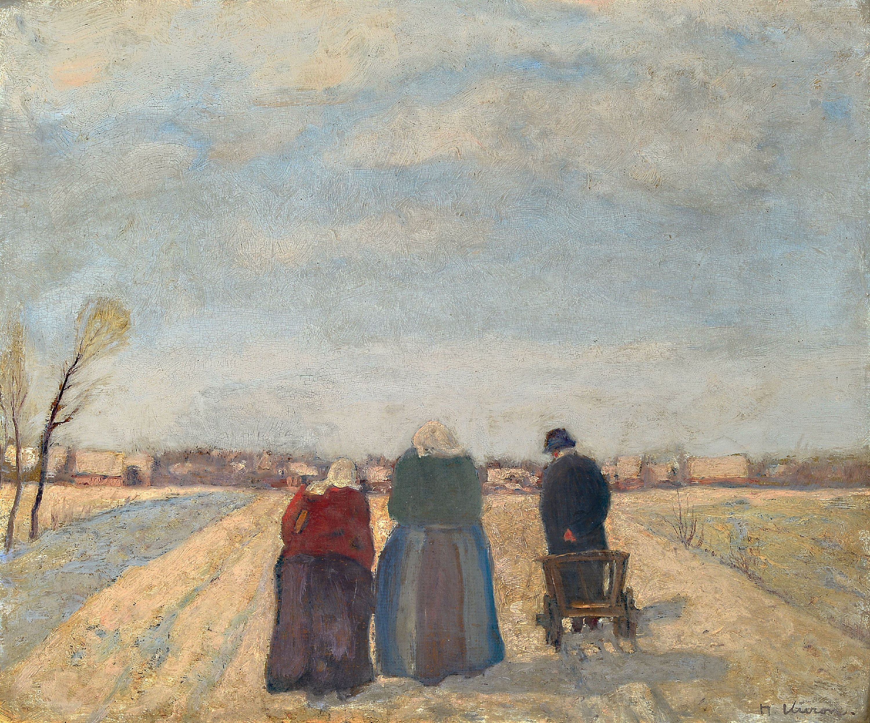 Image 27036706 - Herbert Kuron, 1888 Breslau-1951 Berlin, Kirchgang im Winter, rückseitig so betitelt, ...