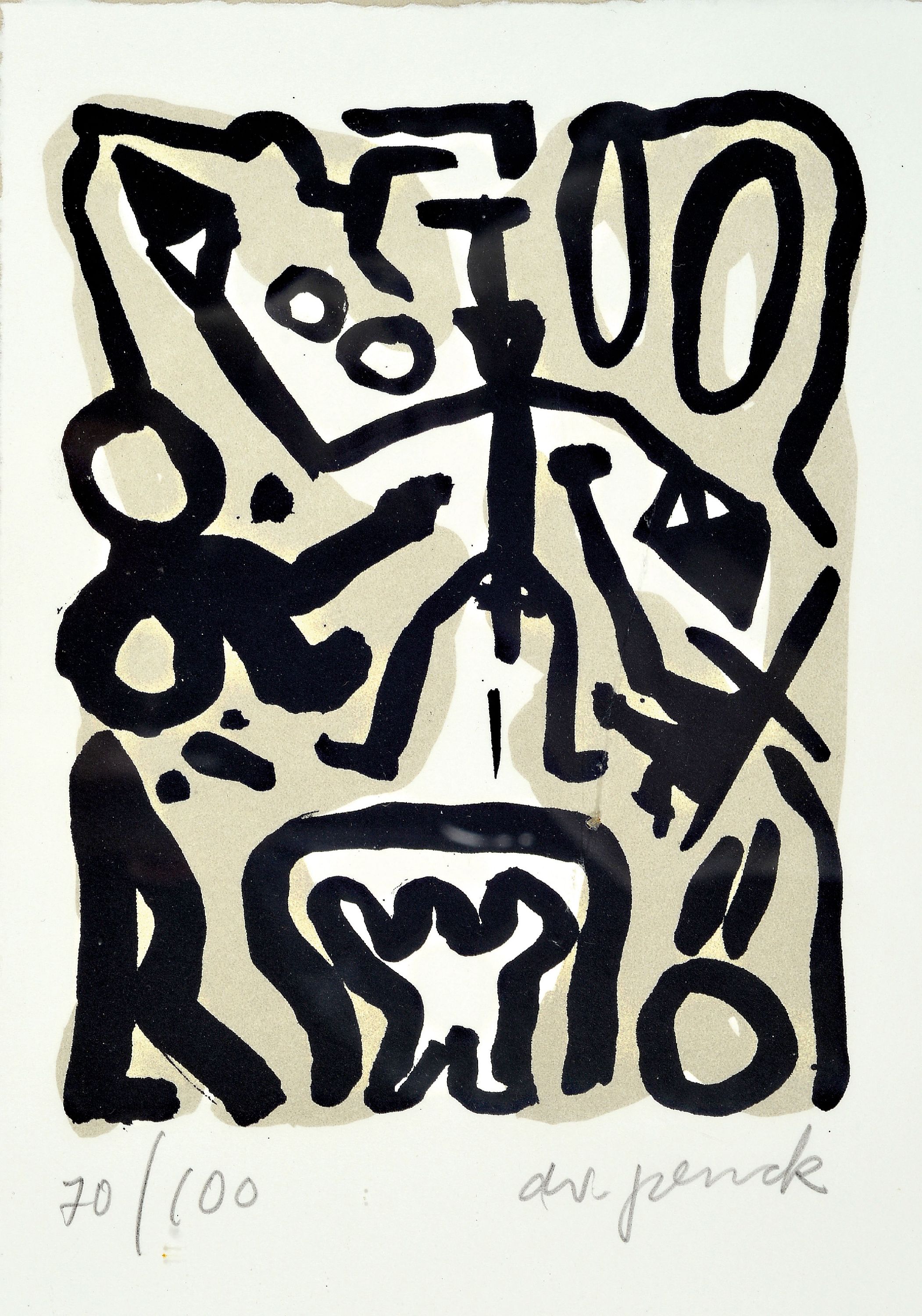 Image 27036722 - A.R. Penck, 1939-2017, color lithograph, handsigned. and number. 70/100, approx. ...
