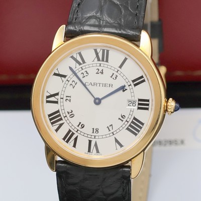 27036714a - CARTIER Ronde Solo Armbanduhr in GG 750/000 Referenz W6700455, quarz, Edelstahlboden ...