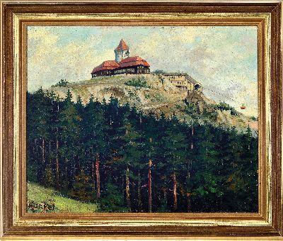 27036720k - Kunkel, Maler der 1. Hälfte des 20. Jh., Blick auf das Jeschkenhaus bei Reichenberg im ...