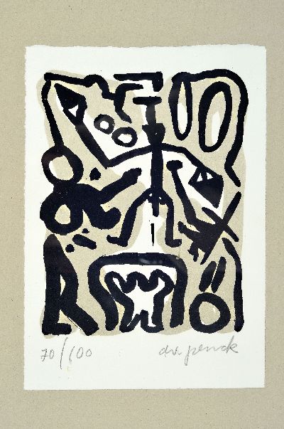 27036722k - A.R. Penck, 1939-2017, color lithograph, handsigned. and number. 70/100, approx. ...
