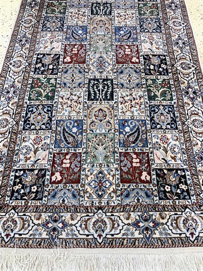 27036732d - Nain fein, Persien, Mitte 20.Jhd., Korkwolle mit Seide, ca. 153 x 98 cm, EHZ: 2-3 ...