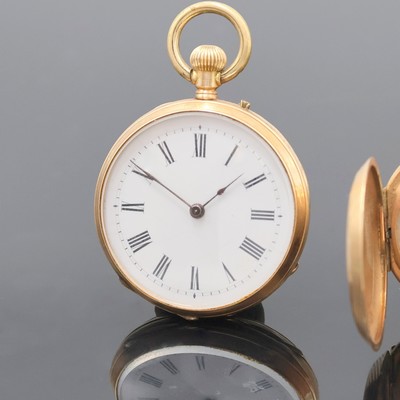 27036737a - Set of 2 14k pink gold ladies pocket watches, Switzerland around 1880/1900, engine-turned ...