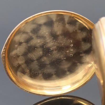 27036737e - Set of 2 14k pink gold ladies pocket watches, Switzerland around 1880/1900, engine-turned ...