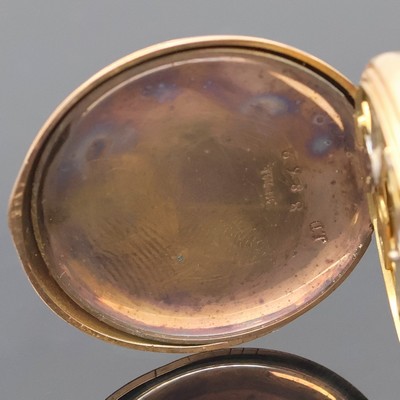 27036737g - Set of 2 14k pink gold ladies pocket watches, Switzerland around 1880/1900, engine-turned ...