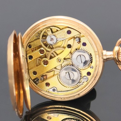 27036737j - Set of 2 14k pink gold ladies pocket watches, Switzerland around 1880/1900, engine-turned ...