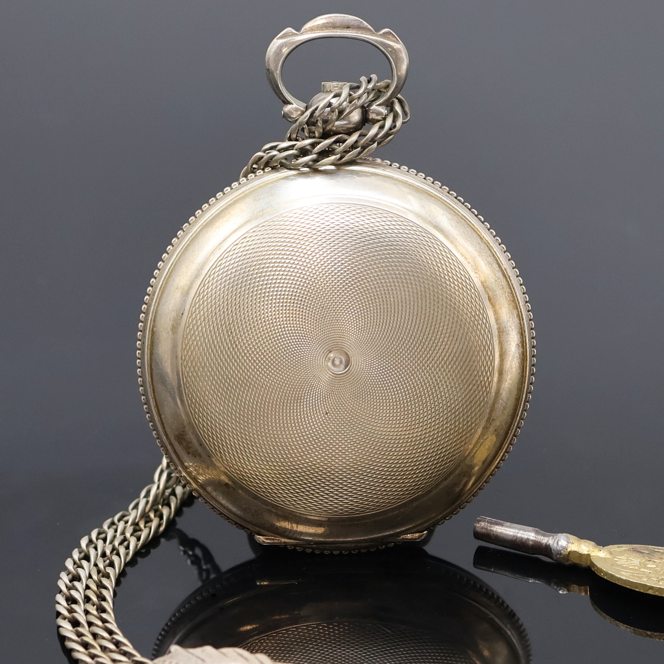 Detail b: EDWARD PRIOR London Taschenuhr für den osmanischen Markt Nr. 69071, um 1880, 800er Silbergeh. bez. Karabian, Metallcuvette, Emailzifferbl. m. ...