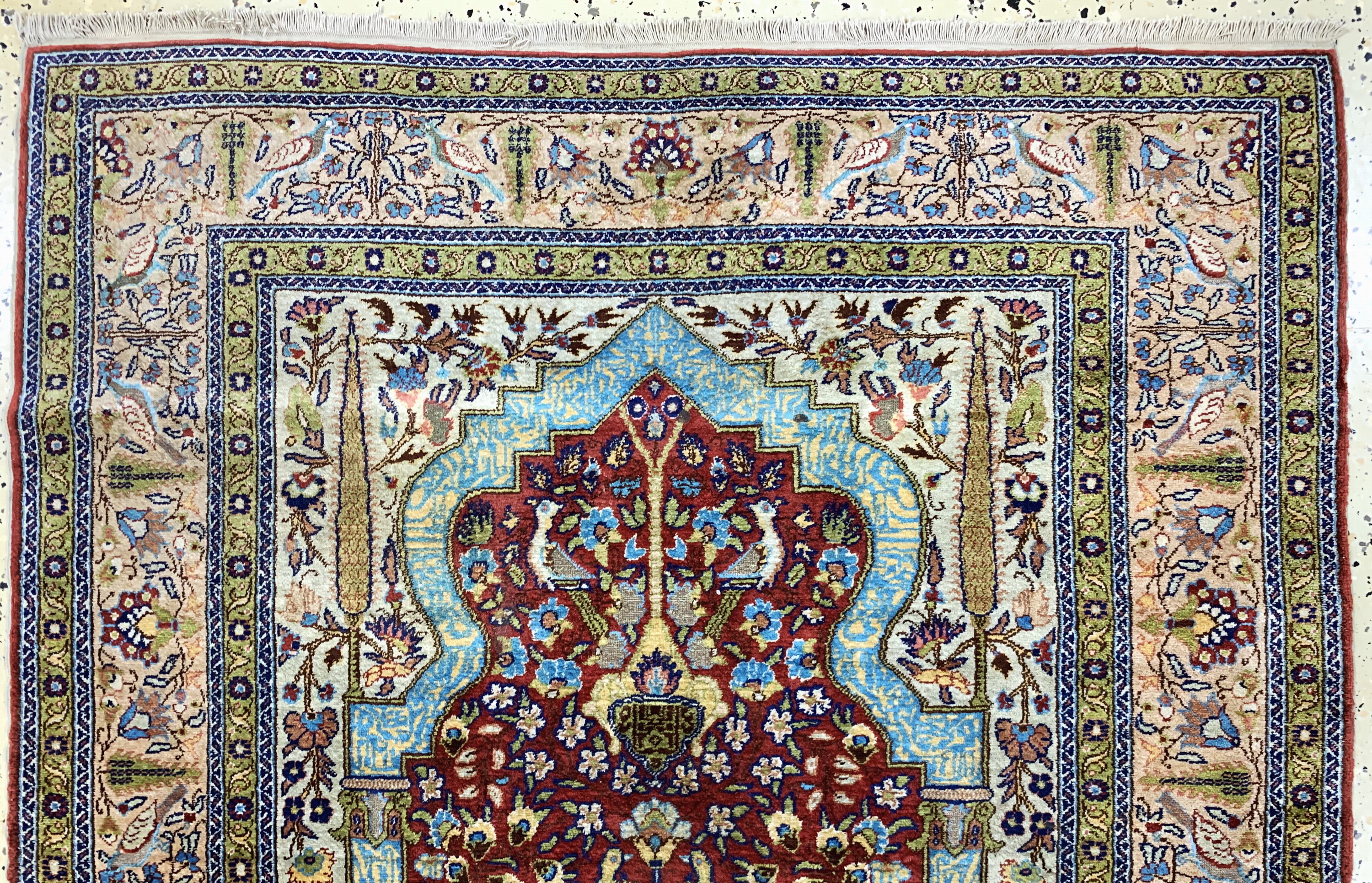 Detail a: Kayseri Seide, Türkei, Mitte 20.Jhd., reineNaturseide, ca. 152 x 102 cm, metallbroschiert, EHZ: 2