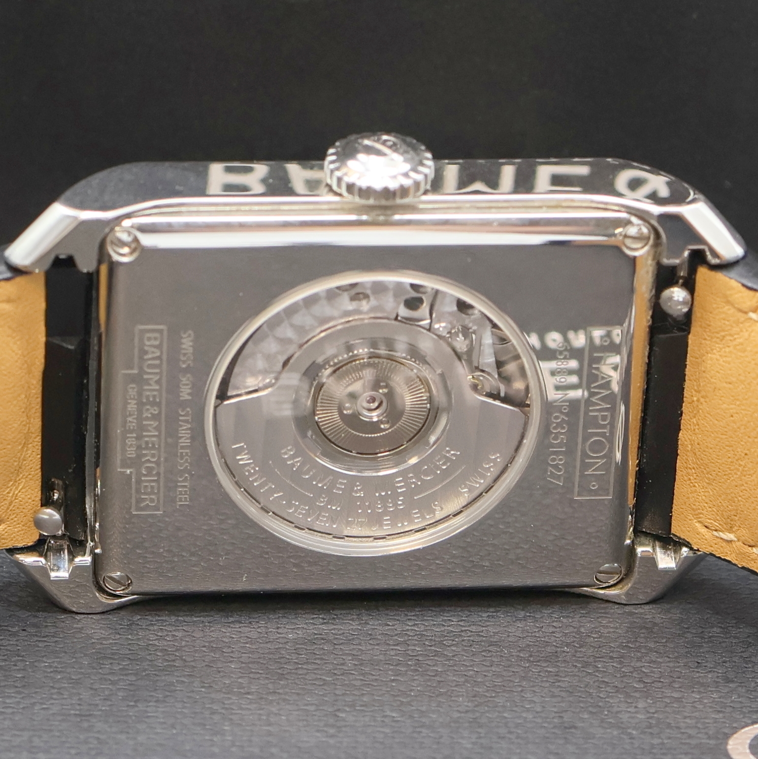 Detail e: BAUME & MERCIER Herrenarmbanduhr Hampton Referenz 65889, Automatik, Schweiz um 2020, Edelstahlgeh. inkl. orig. Lederband m. dopp. Faltschl., 4-fach ...