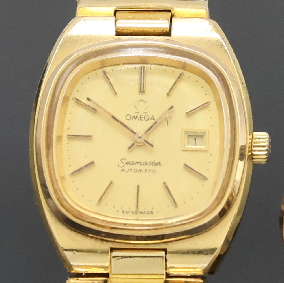 Detail a: 2 vergoldete Damenarmbanduhren, 1 x Omega Seamaster Automatic Ref. 566.0088/766.0819, Schweiz um 1979, inkl. Gliederband m. Faltschl., Boden m. ...