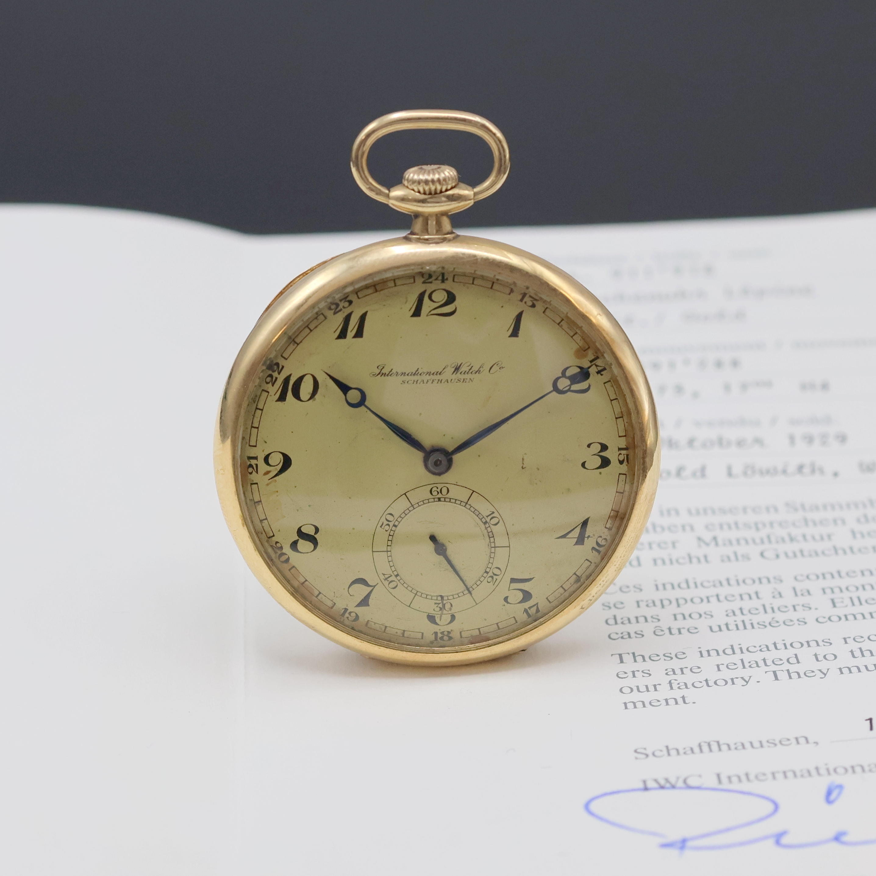 Image 27036860 - IWC offene Herrentaschenuhr in GG 585/000, Schweiz verk. lt. Stammbuchauszug 10/1929, ...