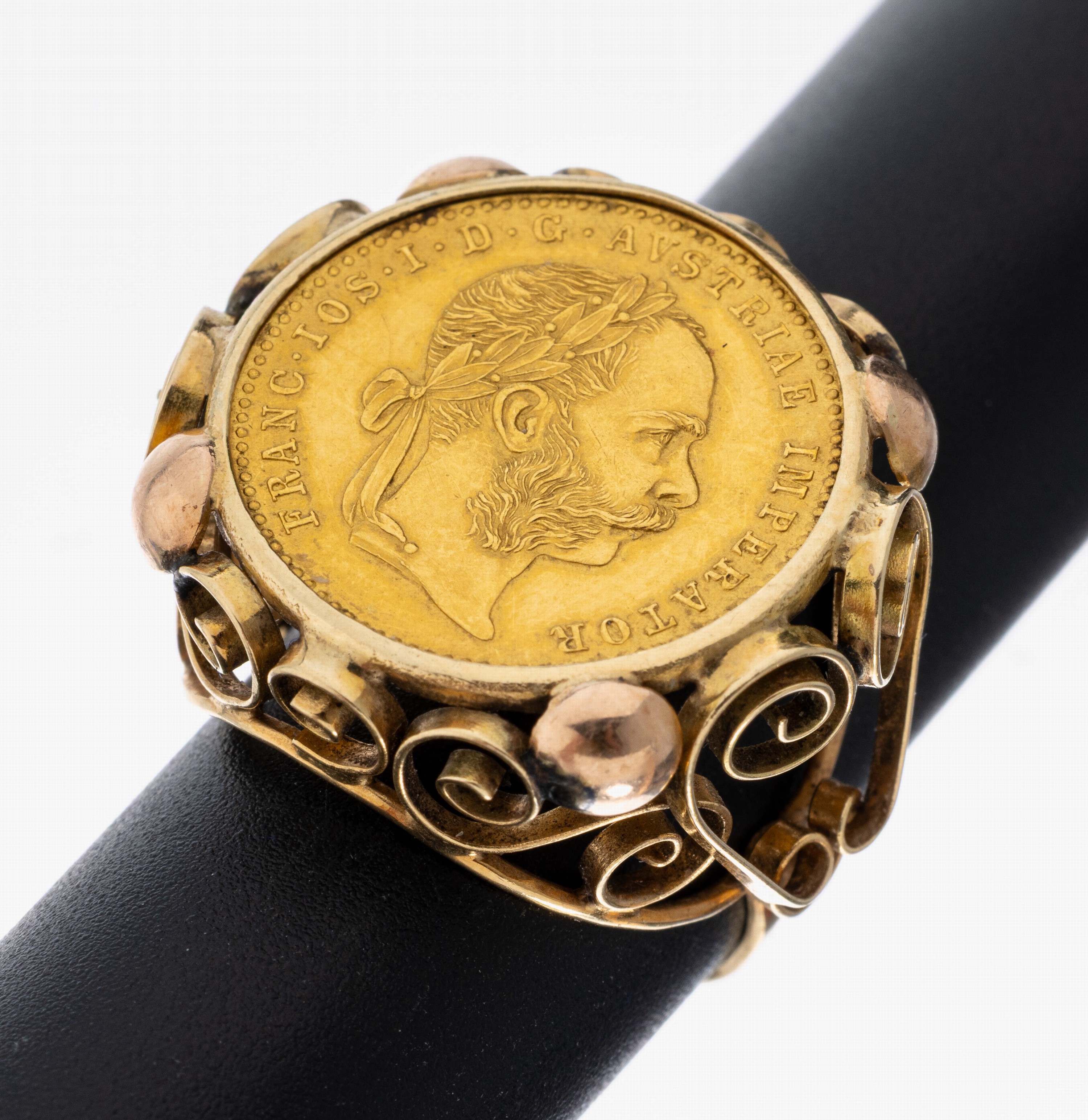 Image 27036867 - 14 kt Gold Münz-Ring, GG 585/000, Münzeinlage: 1 Dukat, Österreich/Ungarn 1915, ...