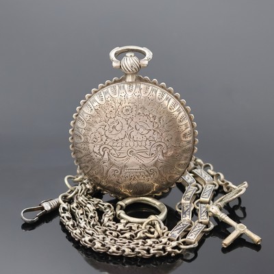 27036822a - EDWARD PRIOR LONDON Spindel- Herrentaschenuhr, 3-teil., reich grav. Silbergeh., wohl ...