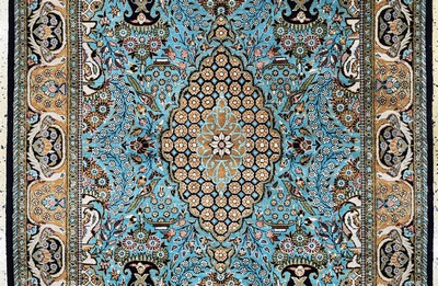 27036831b - Ghom Seide, Persien, Mitte 20.Jhd, reine Naturseide, ca. 160 x 108 cm, EHZ: 1-2 ...