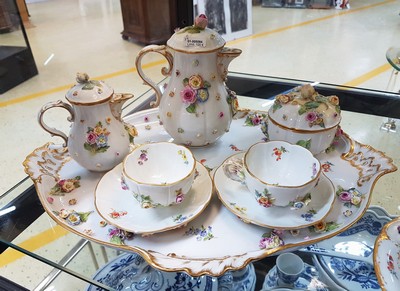 27036845g - Tete-a-tete, Meissen, Knaufzeit/Anfang 20.Jh., Porzellan, gestreute Blümchen, ...