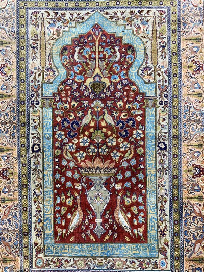 27036846b - Kayseri Seide, Türkei, Mitte 20.Jhd., reineNaturseide, ca. 152 x 102 cm, ...
