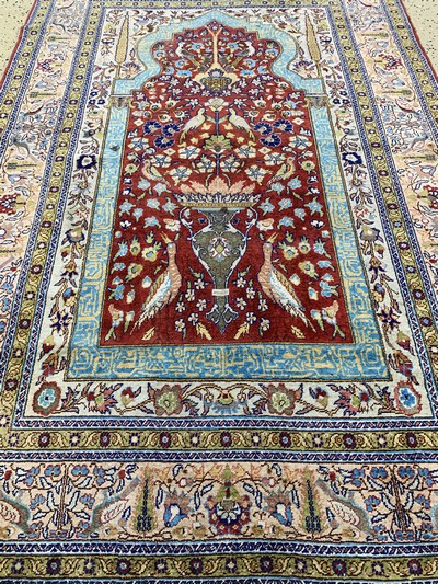 27036846d - Kayseri Seide, Türkei, Mitte 20.Jhd., reineNaturseide, ca. 152 x 102 cm, ...