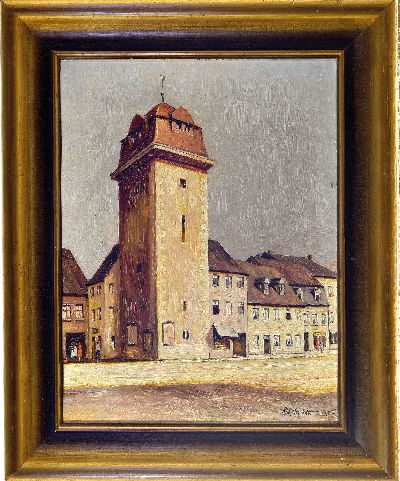 27036852k - Richard Stückert, geb. 1881, Der Rote Turm in Crimmitschau, Teil der alten Stadtmauer, ...
