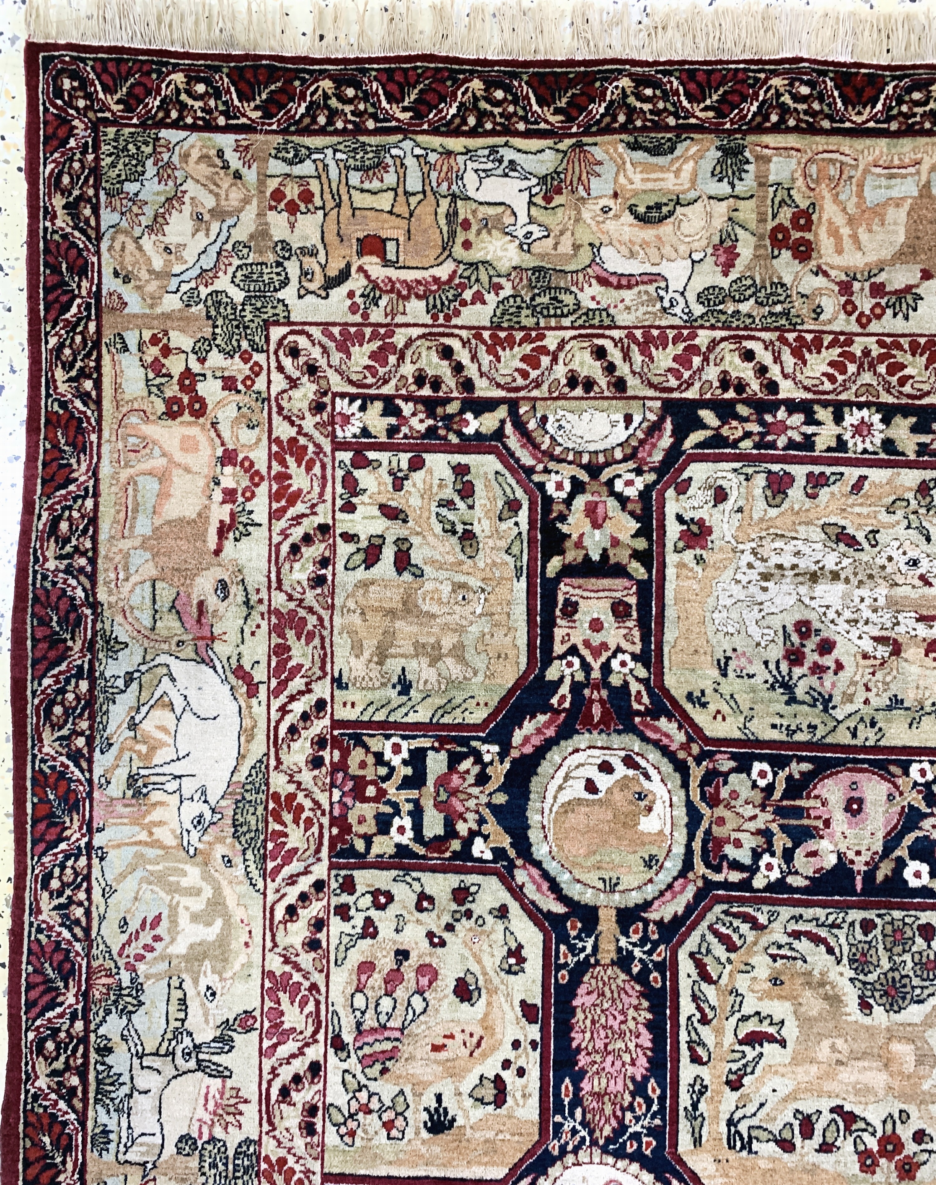 Detail d: Antiker Kerman, Persien, um 1900, Wolle aufBaumwolle, ca. 240 x 150 cm, EHZ: 1-2