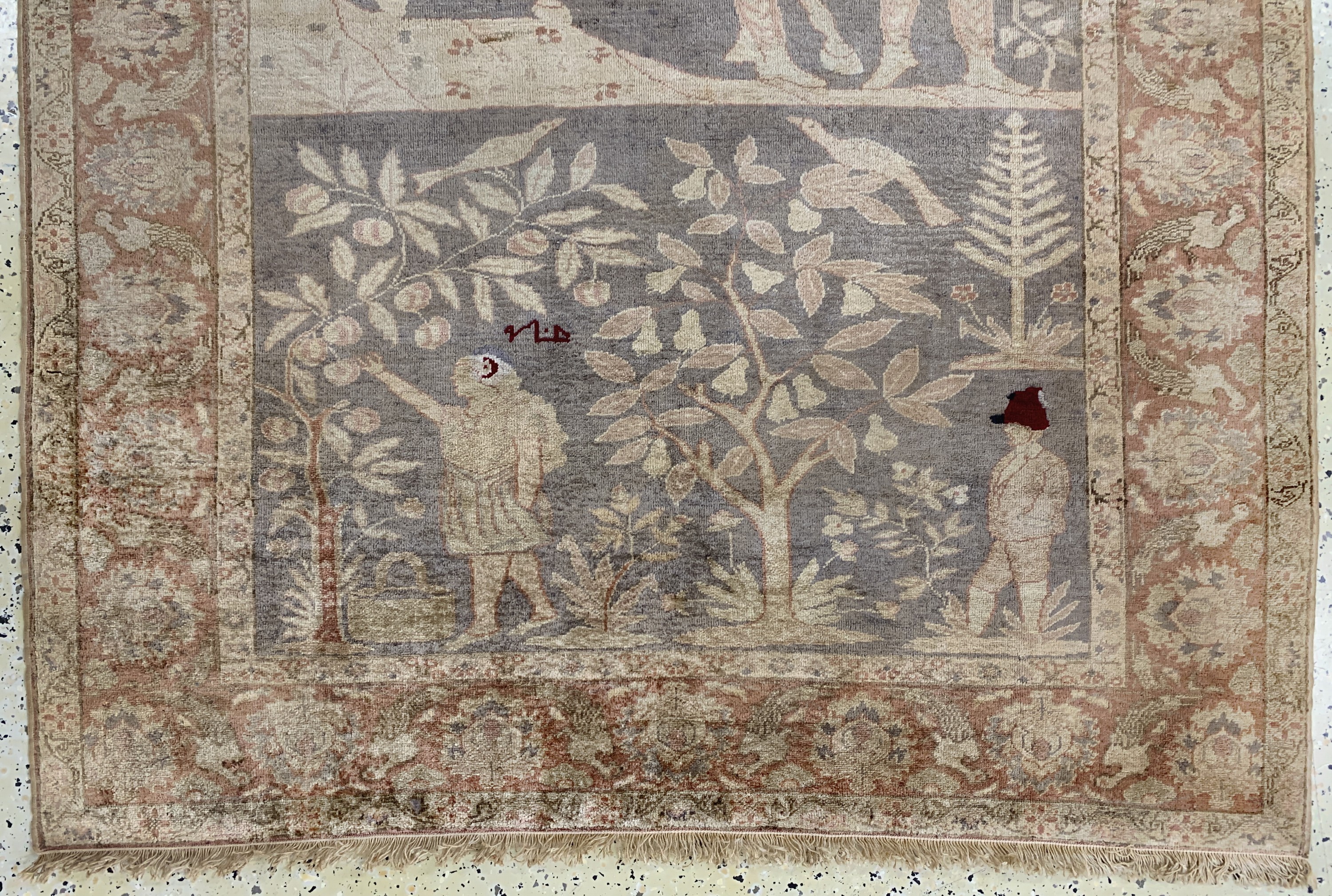 Detail a: Seiden Kayseri, Türkei, Anfang 20.Jhd, Seide auf Baumwolle, ca. 160 x 120 cm, verblasst, EHZ: 2