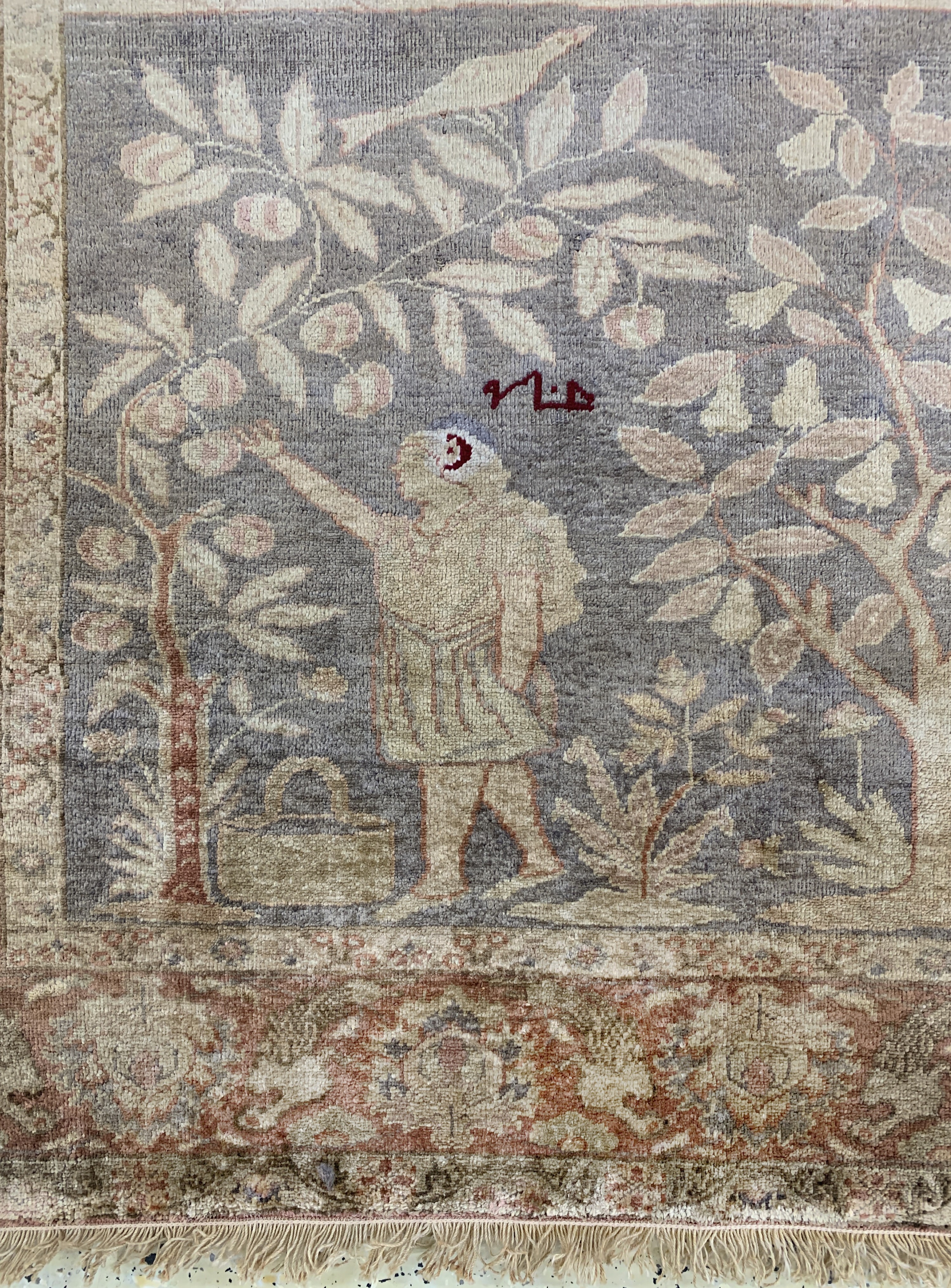 Detail d: Seiden Kayseri, Türkei, Anfang 20.Jhd, Seide auf Baumwolle, ca. 160 x 120 cm, verblasst, EHZ: 2