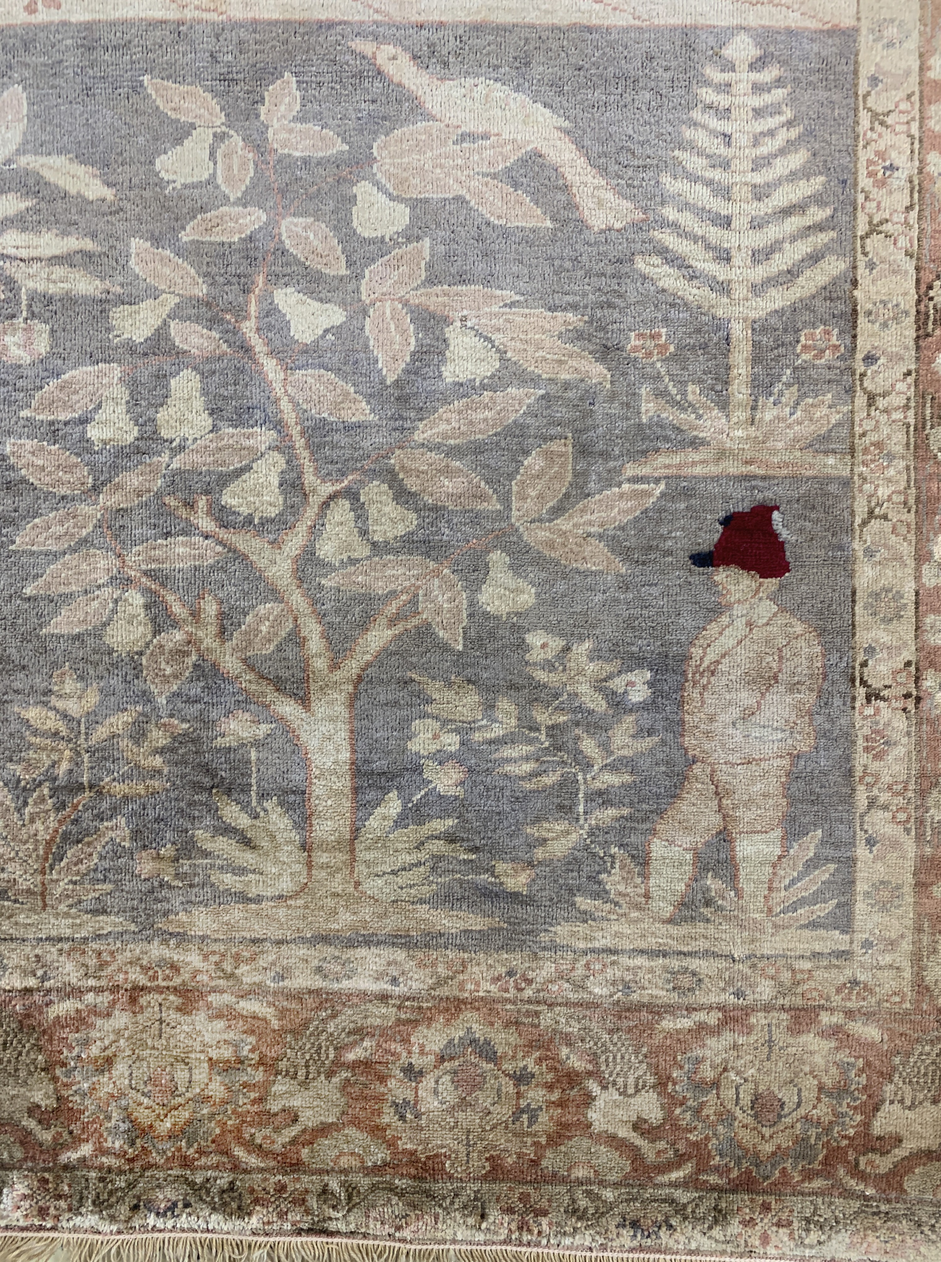 Detail e: Seiden Kayseri, Türkei, Anfang 20.Jhd, Seide auf Baumwolle, ca. 160 x 120 cm, verblasst, EHZ: 2