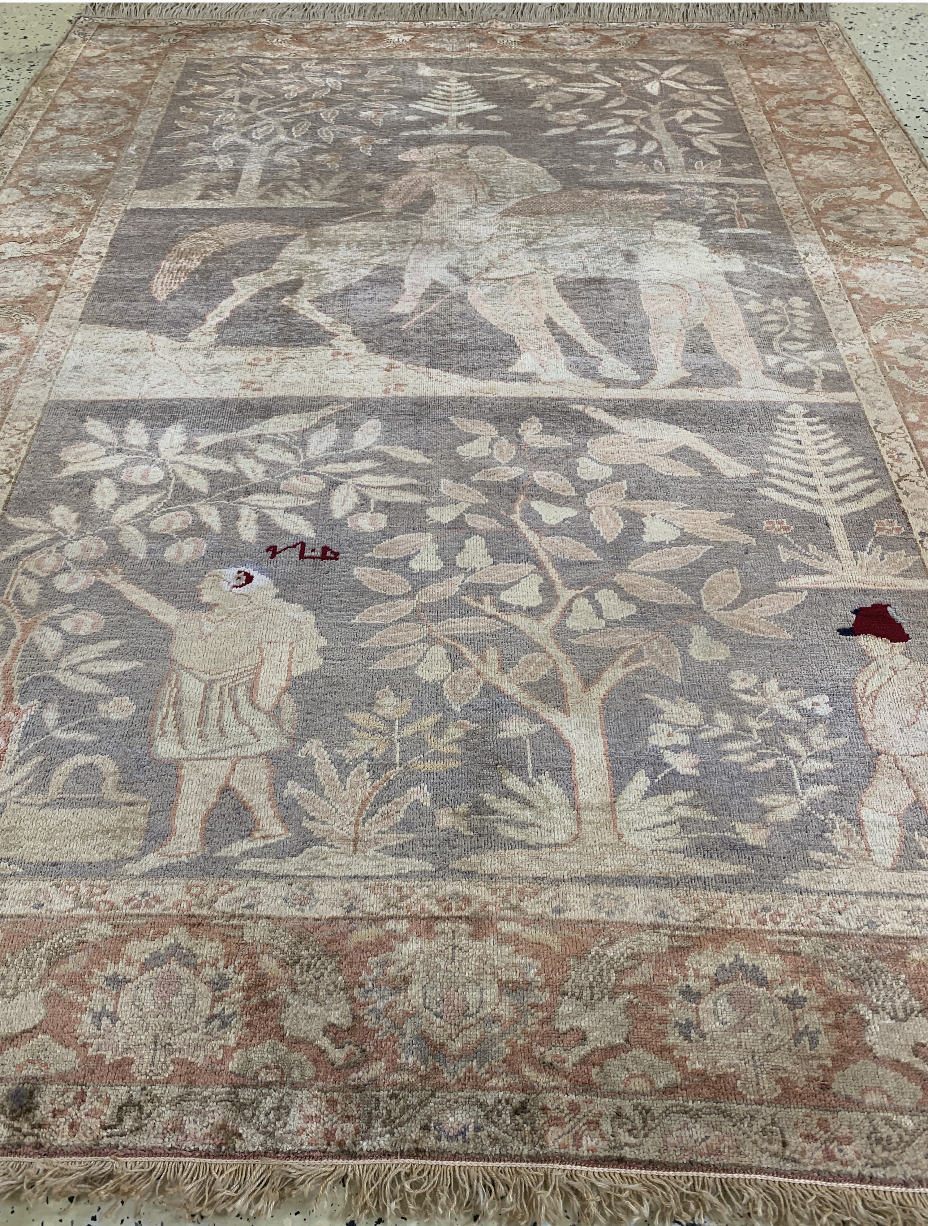 Detail g: Seiden Kayseri, Türkei, Anfang 20.Jhd, Seide auf Baumwolle, ca. 160 x 120 cm, verblasst, EHZ: 2