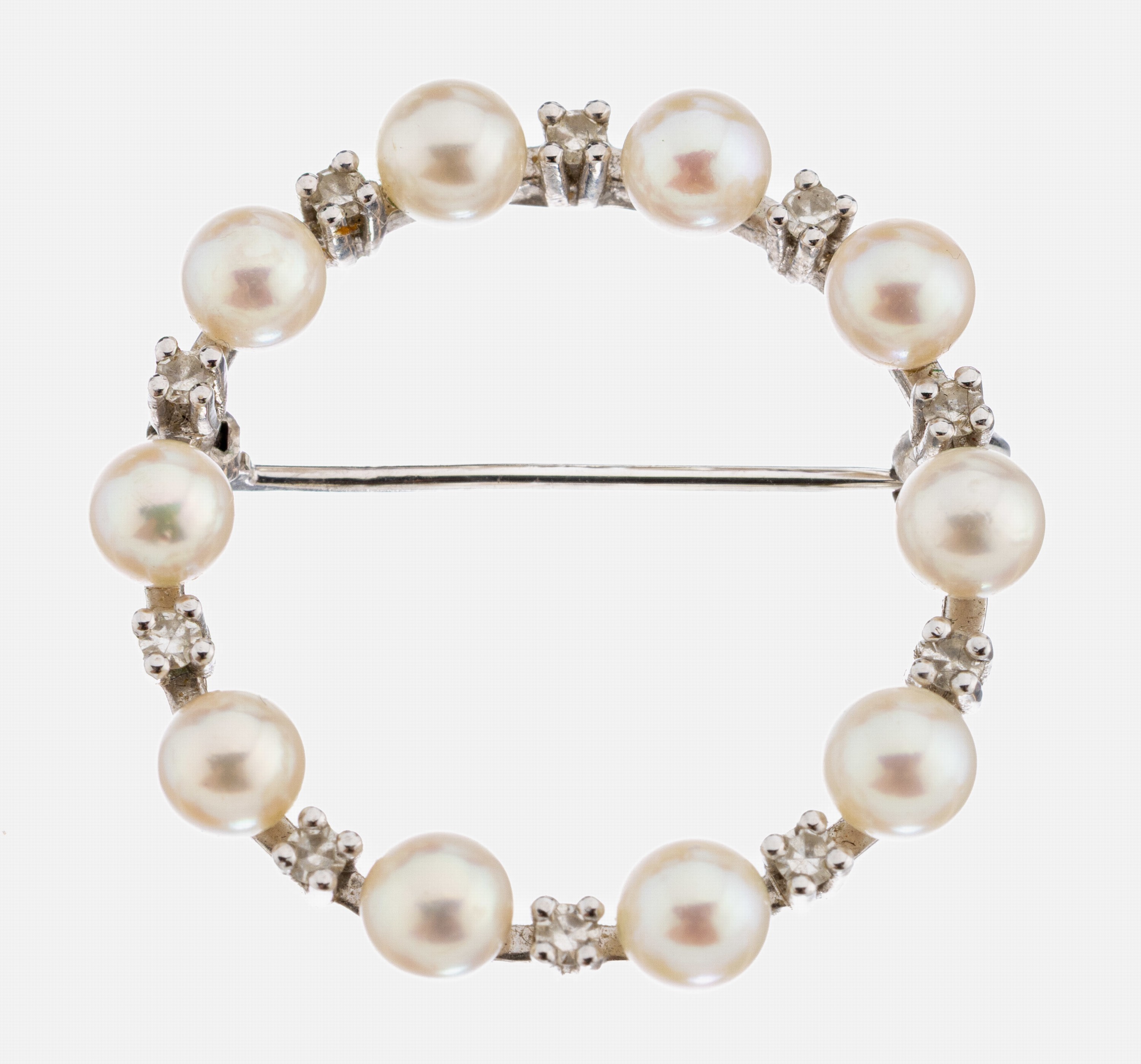 Image 27036933 - 14 kt Gold Perl-Brillant-Brosche, WG 585/000, kreisförm., weiße ...