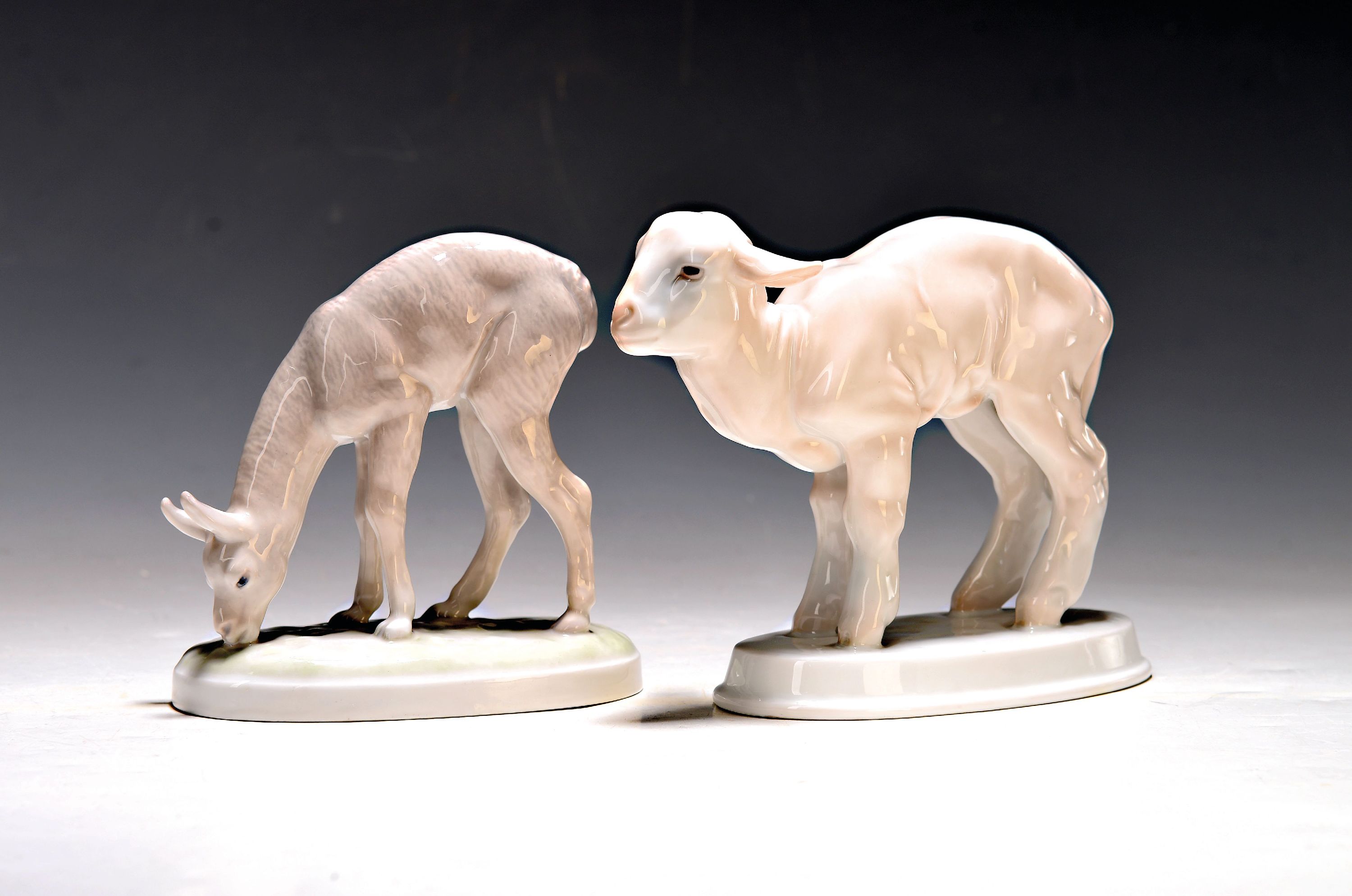 Image 27036945 - Zwei Porzellanfiguren, erste Hälfte 20. Jh., Rosenthal, Lamm, Unterglasurbemalung, K ...