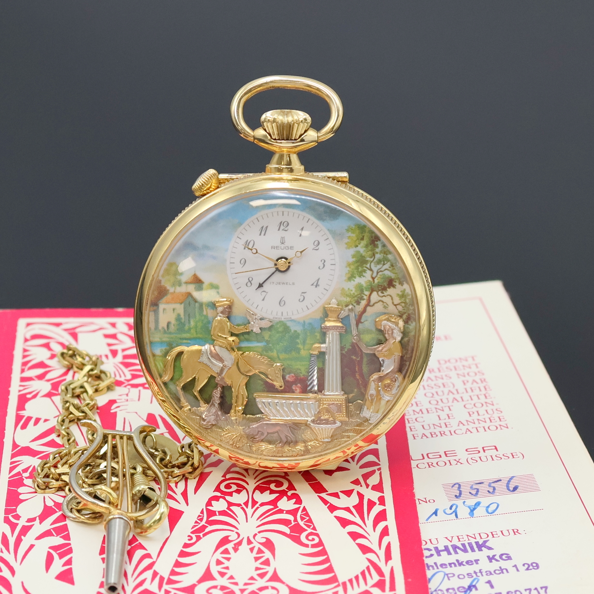 Image 27036955 - REUGE Taschenuhr mit Wecker-Spieluhr und Figurenautomat, Schweiz verk. lt. beil. Pap. ...