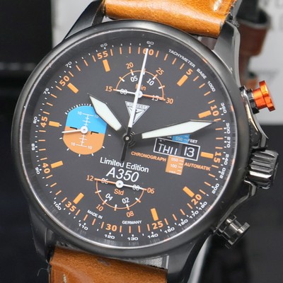 27036916a - JUNKERS seltener, auf 99 Stück limitierter Armbandchronograph A350 Referenz 3520-8, ...