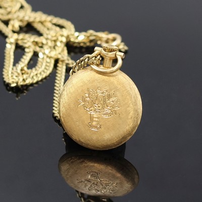 27036923a - ULLMANN Geneve kleine, offene Damenanhängeuhr in GG 585/000 an Kette in GG 585/000, ...