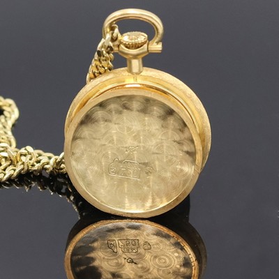 27036923c - ULLMANN Geneve kleine, offene Damenanhängeuhr in GG 585/000 an Kette in GG 585/000, ...