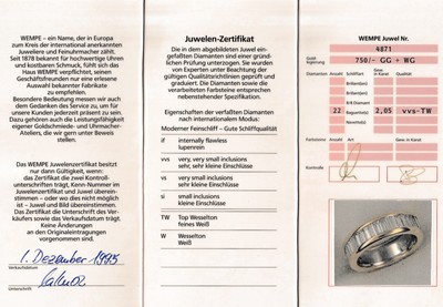 27036924a - 18 kt Gold WEMPE Diamant-Ring, WG/GG 750/000, 22 Diamantbaguettes zus. ca. 2.05 ct ...