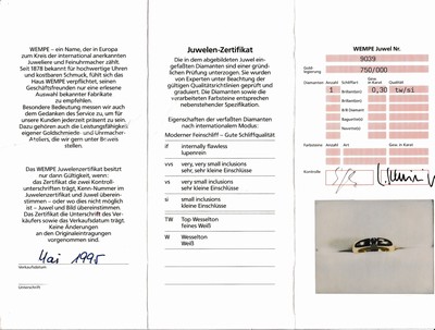27036926a - 18 kt Gold WEMPE Brillant-Spannring, GG 750/000, Brillant ca. 0.30 ct feines Weiß/si, ...