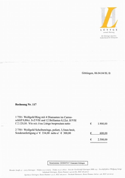 27036928a - 18 kt Gold Brillant-Ring, WG 750/000, Brillanten zus. ca. 0.92 Weiß/vs-si, RW 51, ca. ...