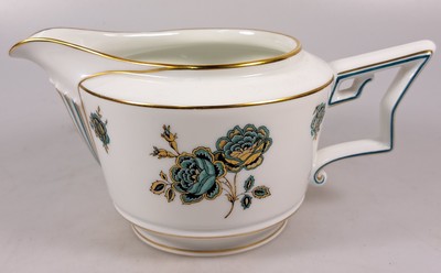 27036941l - Service, Rosenthal, Selb Bavaria, grüner Rosendekor, Goldstaffage, Kaffeekanne, ...