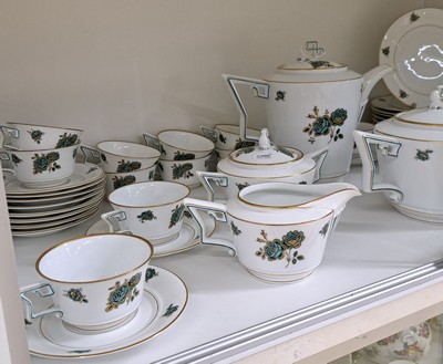 27036941w - Service, Rosenthal, Selb Bavaria, grüner Rosendekor, Goldstaffage, Kaffeekanne, ...