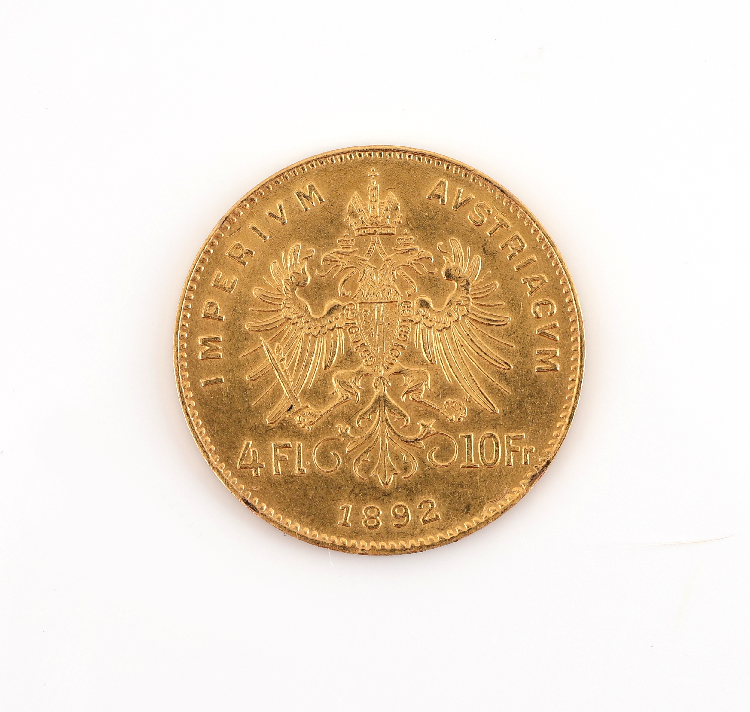 Detail a: Goldmünze, 4 Florin, 1892, Österreich-Ungarn, Franz Joseph I.