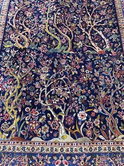 27037007c - Yazd fein signiert, Persien, Ende 20.Jhd, Wolle auf Baumwolle, ca. 305 x 195 cm, EHZ: 2 ...