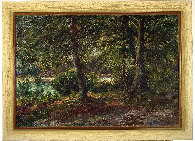 27037561k - Karl Lorenz Rettich, 1841 Rosenhagen-1904 Lübeck, Ostseelandschaft, Waldinterieur mit ...